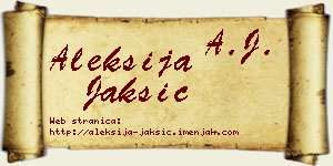 Aleksija Jakšić vizit kartica